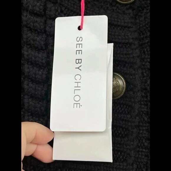 see by Chloe virgin wool poncho sweater size 8 - Picture 7 of 14